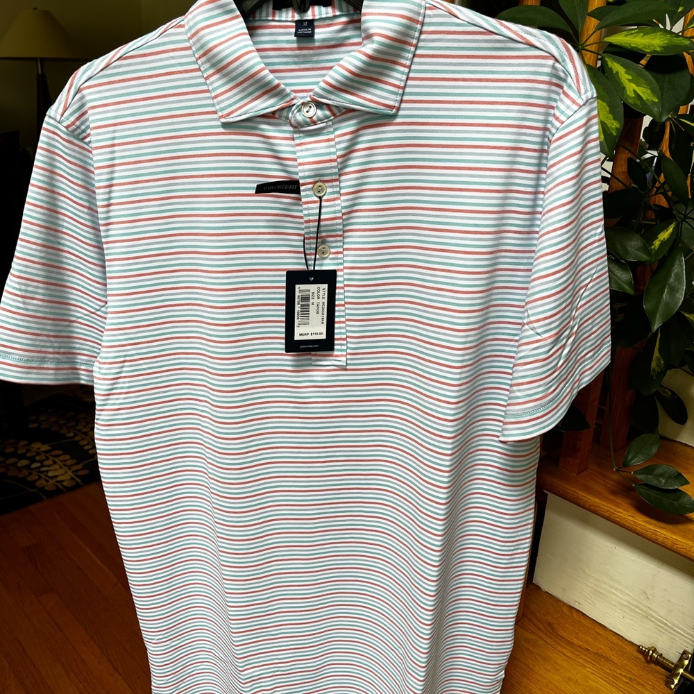 Peter Millar Blue and Orange Polo Shirt - Picture 3 of 11